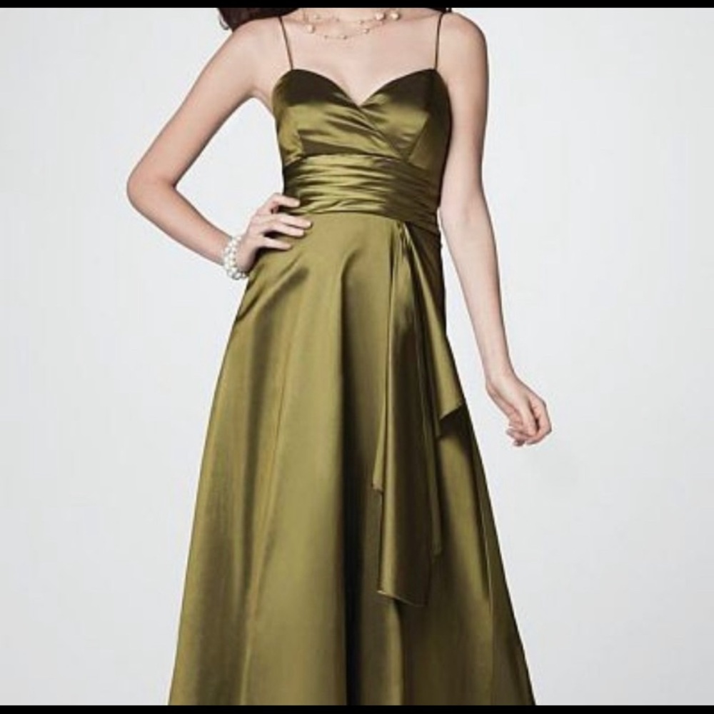 Alfred Angelo Green Floor Length Taffeta Evening Gown Size 8 - Picture 2 of 16